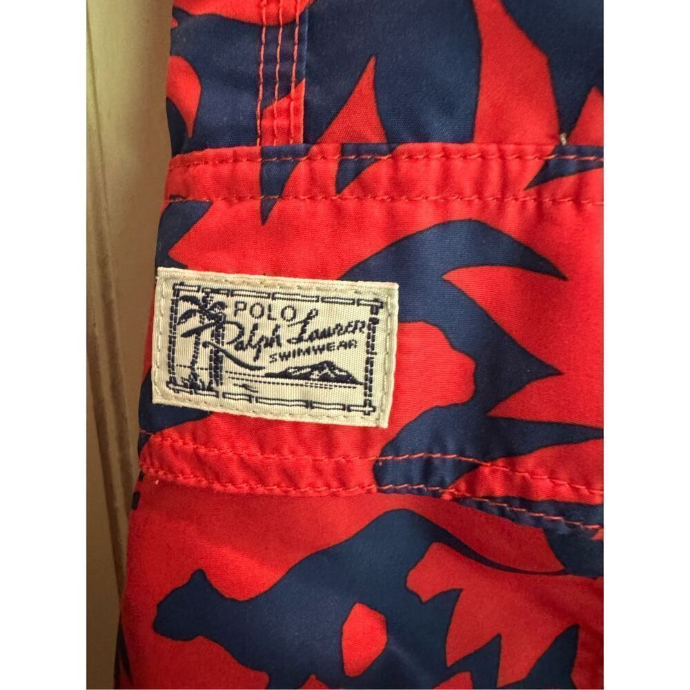 Polo Ralph Lauren mesh lined swim trunks red/blue safari animal print sz M - Picture 2 of 4